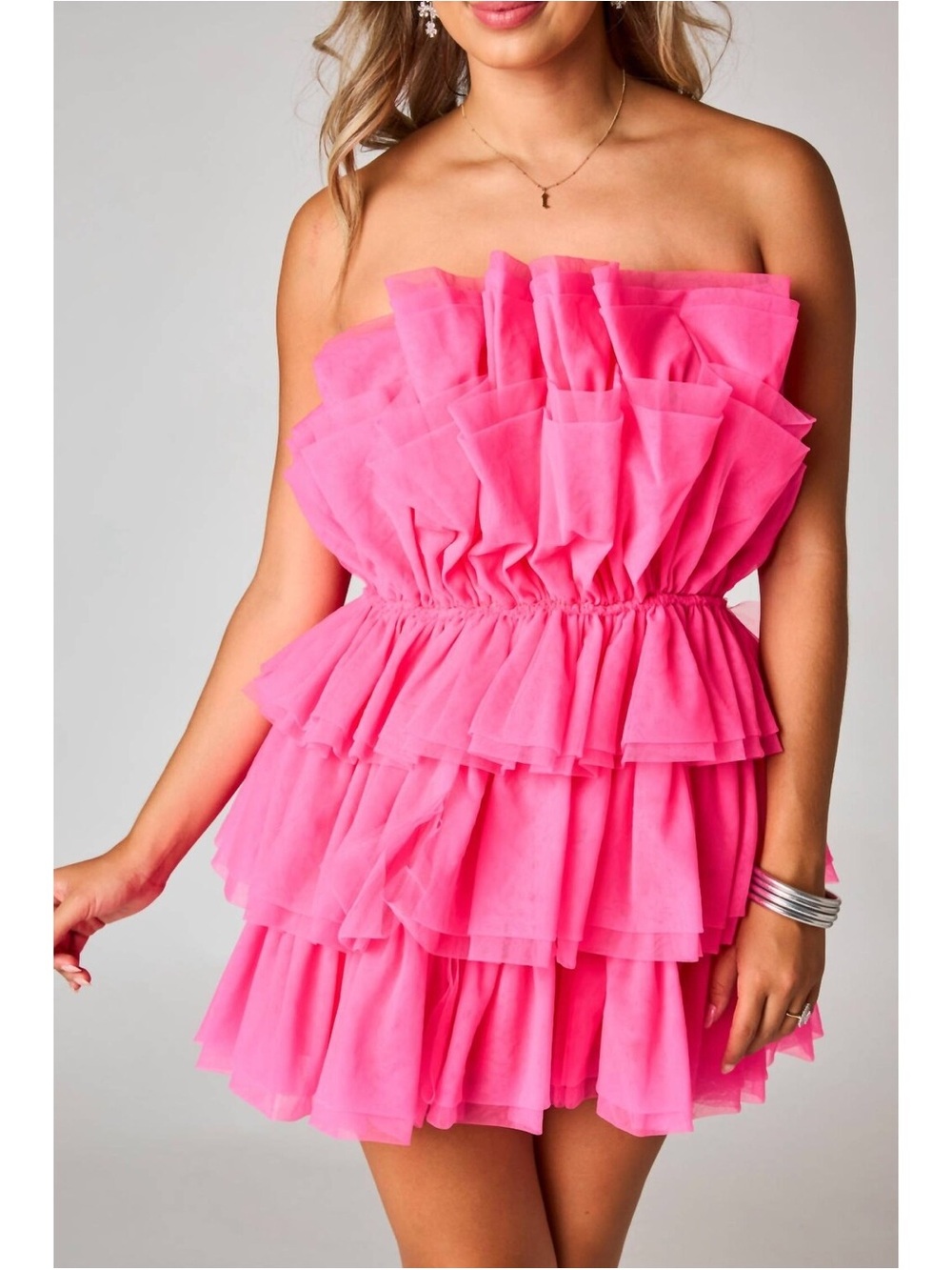 Buddy loveRuffled Tulle Party Dress in Hot Pink